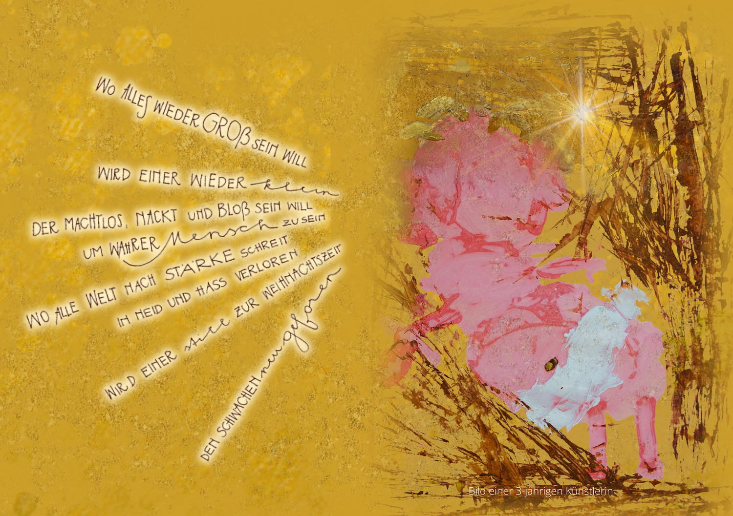 KIB3 Weihnachtskarte 2025 / canva | KIB3 Gedicht: “Weihnachtszeit” von Jörn Heller | Bild: von einer 3-jährigen Künstlerin